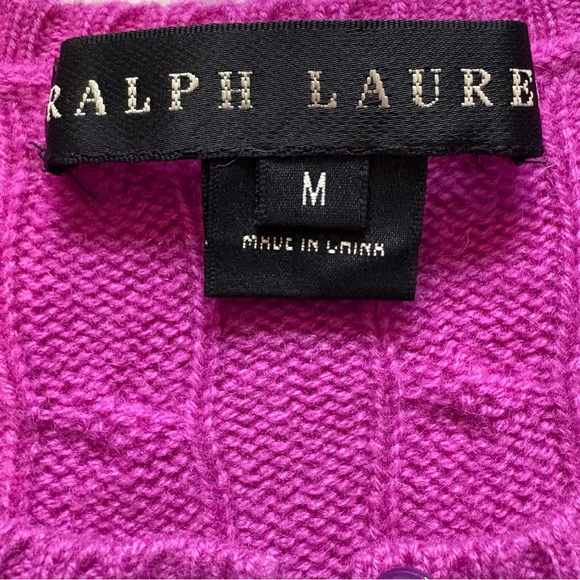 Ralph Lauren Black Label Fuchsia Cable Knit Button Down Cashmere Cardigan - Picture 11 of 16